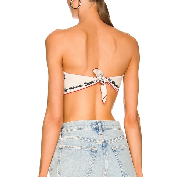 REVOLVE White and Red Asymmetrical Crop Top - Picture 3 of 4